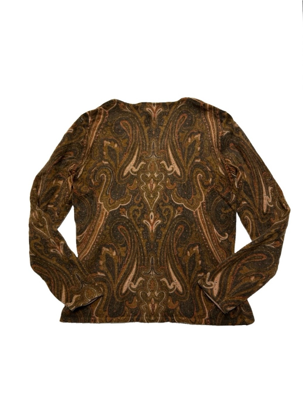Carole Little Vintage Brown Floral Paisley Cardigan Lambs Wool Angora Blend M/L - Picture 2 of 6